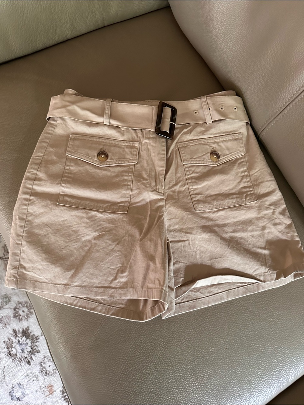 LOFT Light Beige Utility  Shorts with Belt